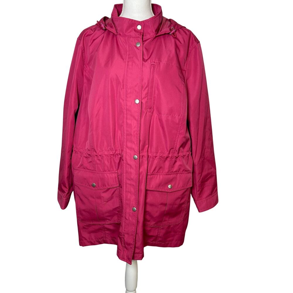 Talbots plus NWT pink hooded water resistant anorak rain jacket size 3X